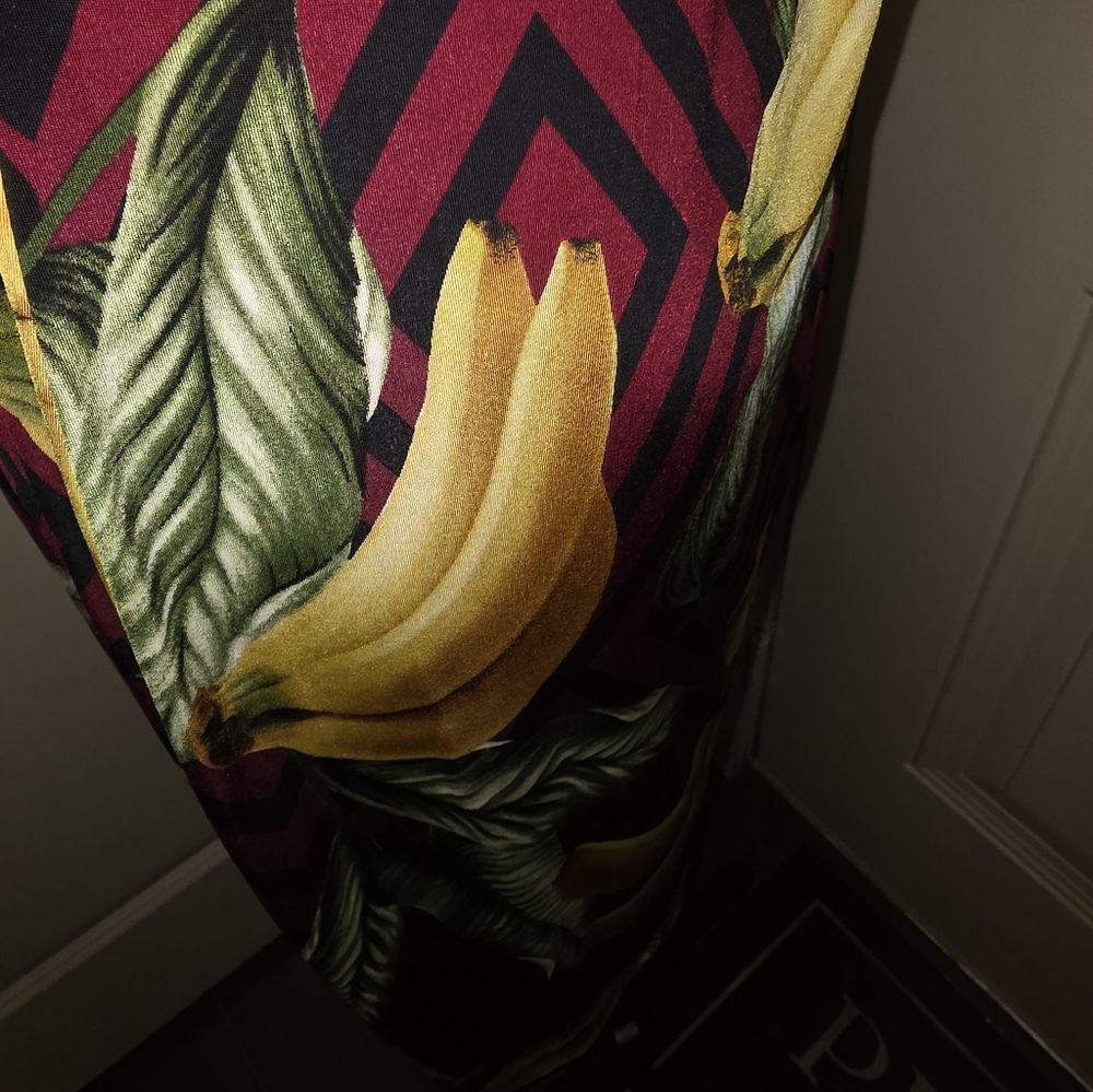 Strapless Tropical Banana Print Bodycon Dress  Small - Picture 3 of 4